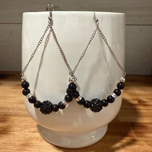 Elegant Black and Silver Beaded Earrings